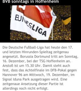 Hoffenheim-Spiel sonntags